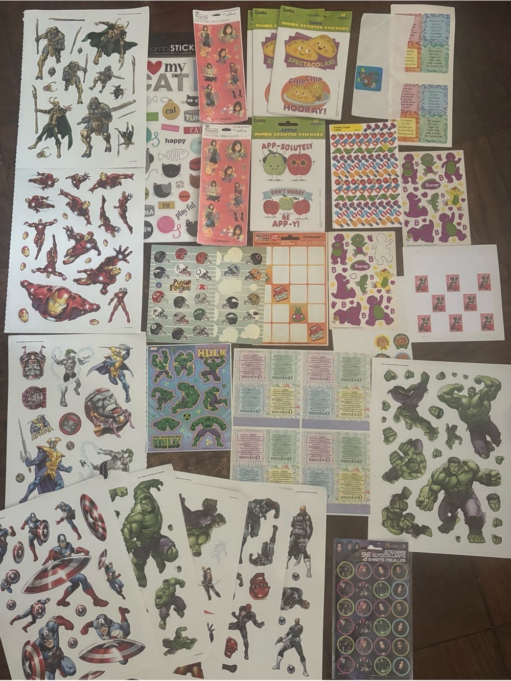 Huge Mixed Sticker Lot Marvel Disney Barney Teacher Reward Craft 30+ Sheets Pack